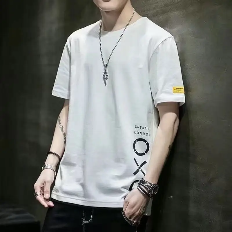 Men Black Casual T-Shirt Korean Slim Fit 2023 Summer - Image 6