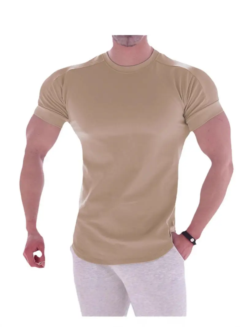 Men's Yellow Stretch T-Shirt Summer Sports Running - Image 17