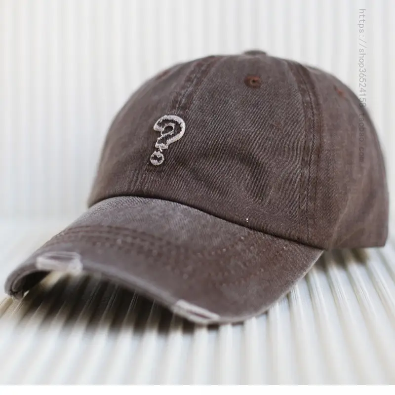 Ripped Denim Baseball Cap for Men Red - Image 6