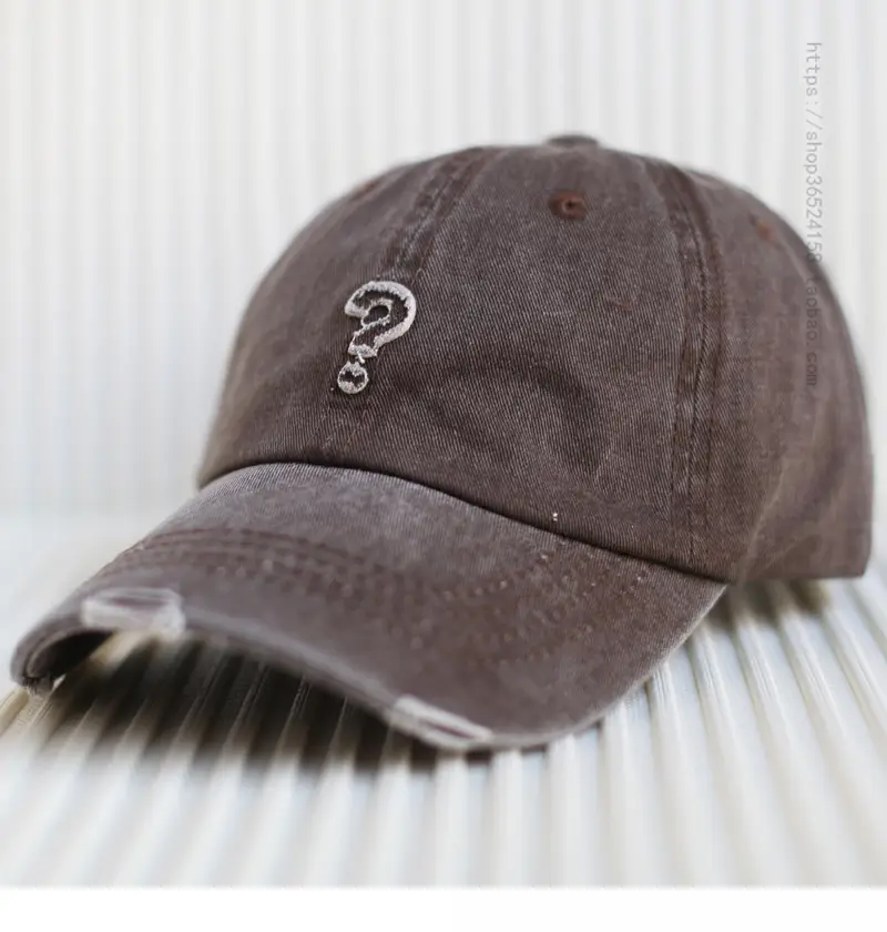 Ripped Denim Baseball Cap for Men Red — feature 1