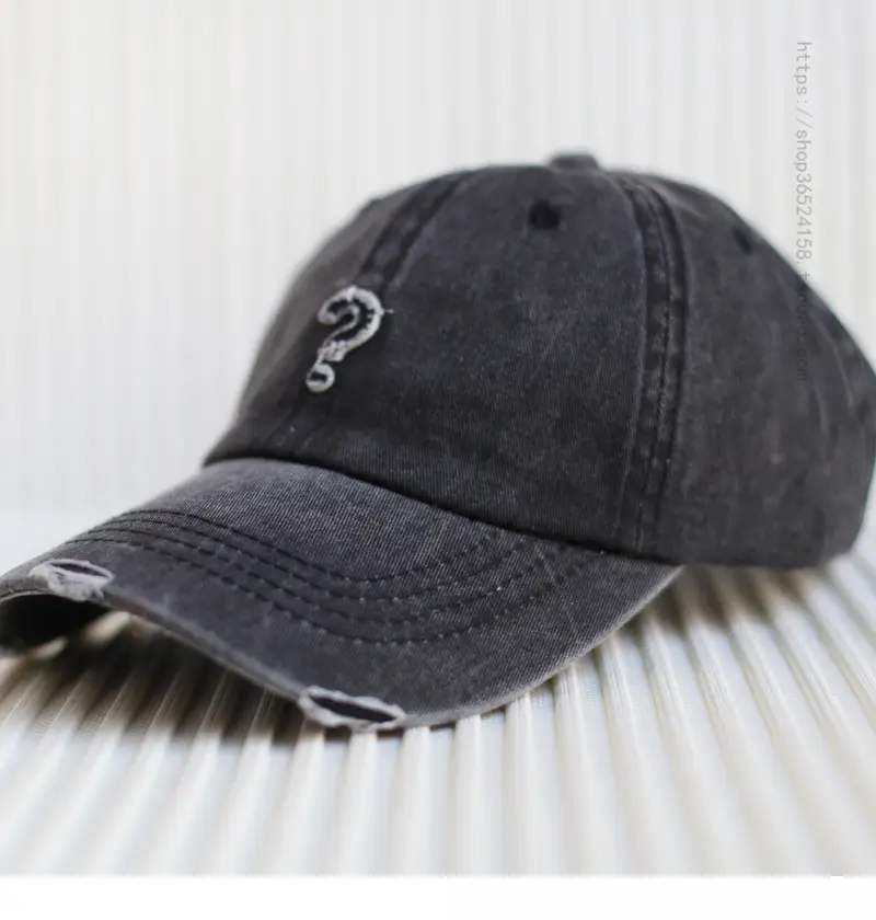 Ripped Denim Baseball Cap for Men Red — feature 10