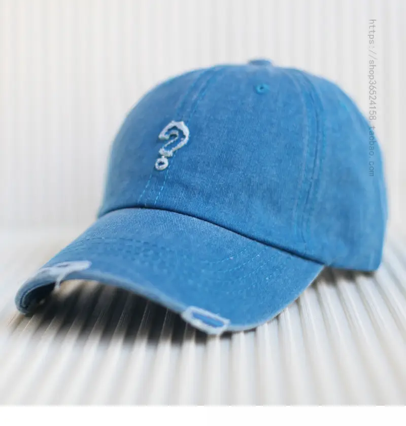 Ripped Denim Baseball Cap for Men Red — feature 3