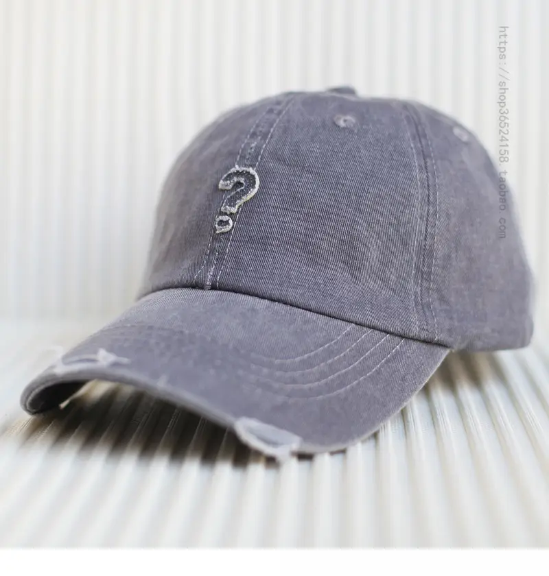 Ripped Denim Baseball Cap for Men Red — feature 6