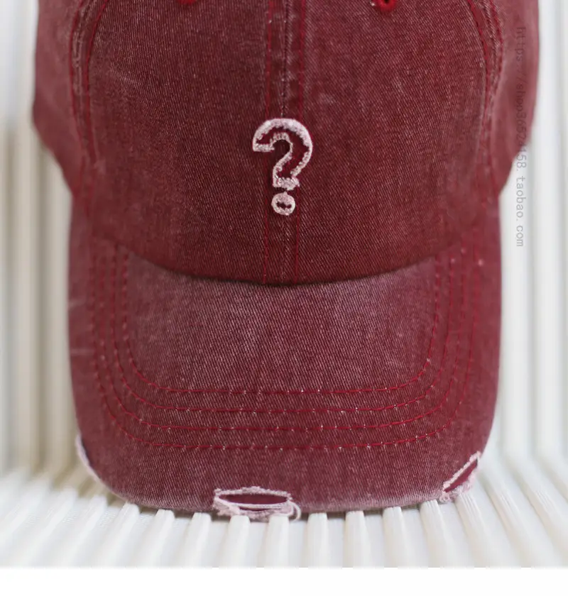Ripped Denim Baseball Cap for Men Red — feature 7