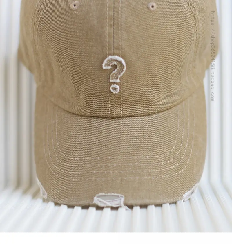 Ripped Denim Baseball Cap for Men Red — feature 8
