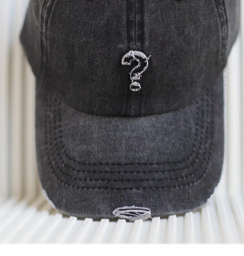 Ripped Denim Baseball Cap for Men Red — feature 9