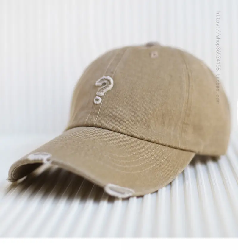 Ripped Denim Baseball Cap for Men Red - Image 4