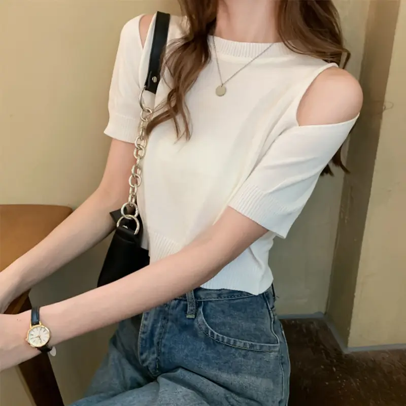 Women Ice Silk Cold Shoulder T-Shirt Summer 2025 — feature 10