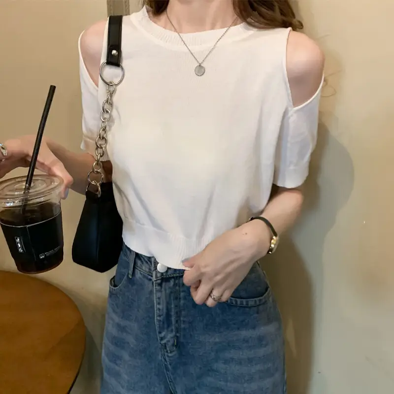 Women Ice Silk Cold Shoulder T-Shirt Summer 2025 — feature 11