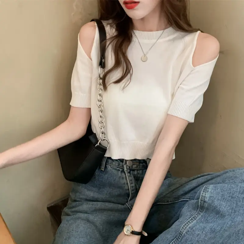 Women Ice Silk Cold Shoulder T-Shirt Summer 2025 — feature 7