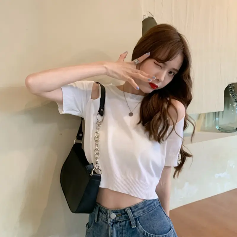 Women Ice Silk Cold Shoulder T-Shirt Summer 2025 — feature 8
