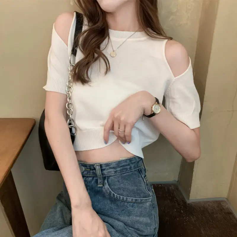 Women Ice Silk Cold Shoulder T-Shirt Summer 2025 — feature 9