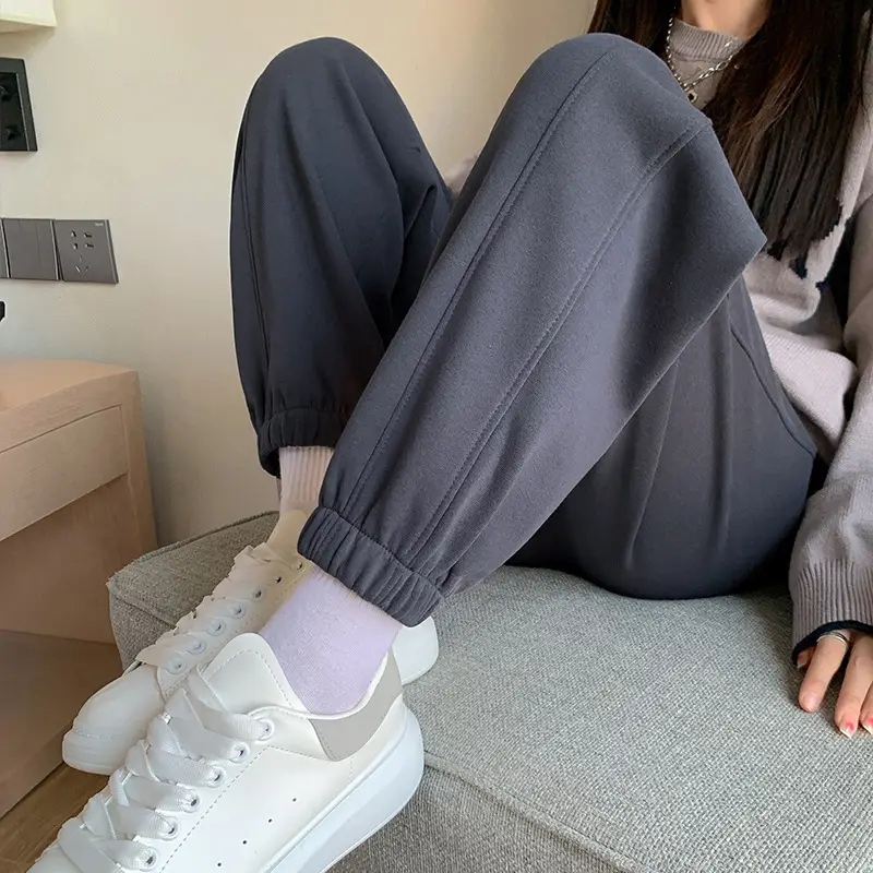 Women's Black Wide Leg Sweatpants High Waist Straight Slim