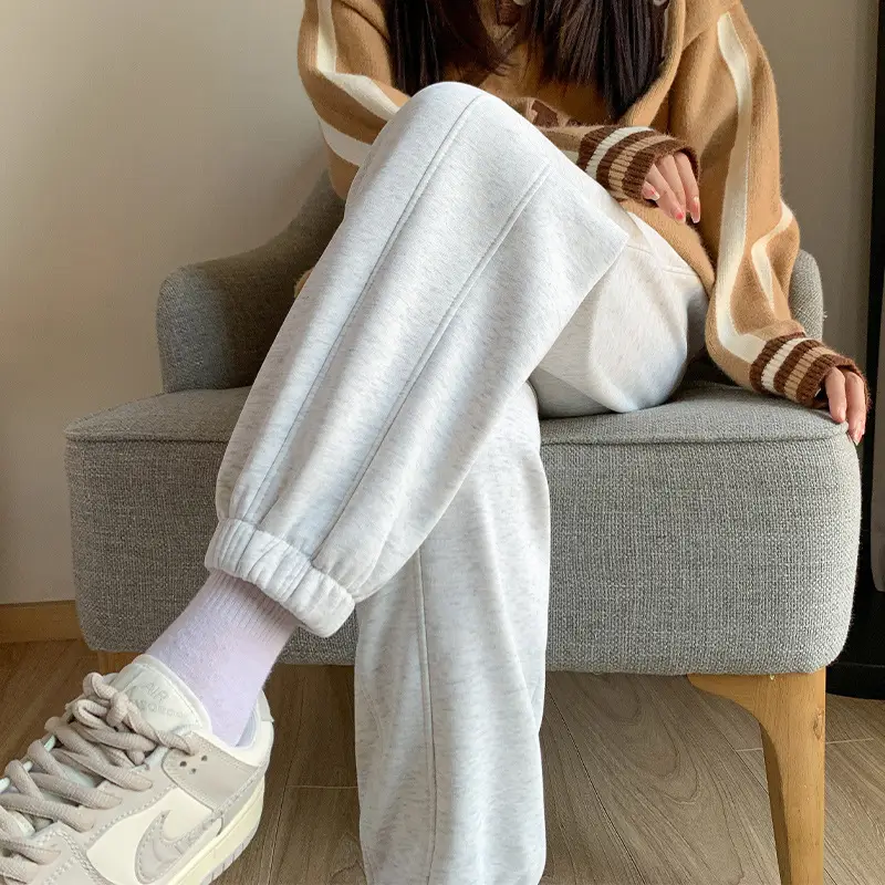 Women's Black Wide Leg Sweatpants High Waist Straight Slim