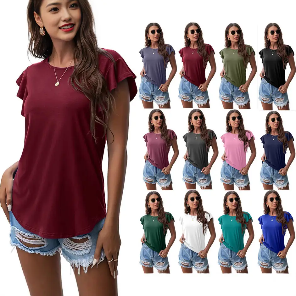 Women's Black Round Neck Short Sleeve T-Shirt 2024 - Image 10