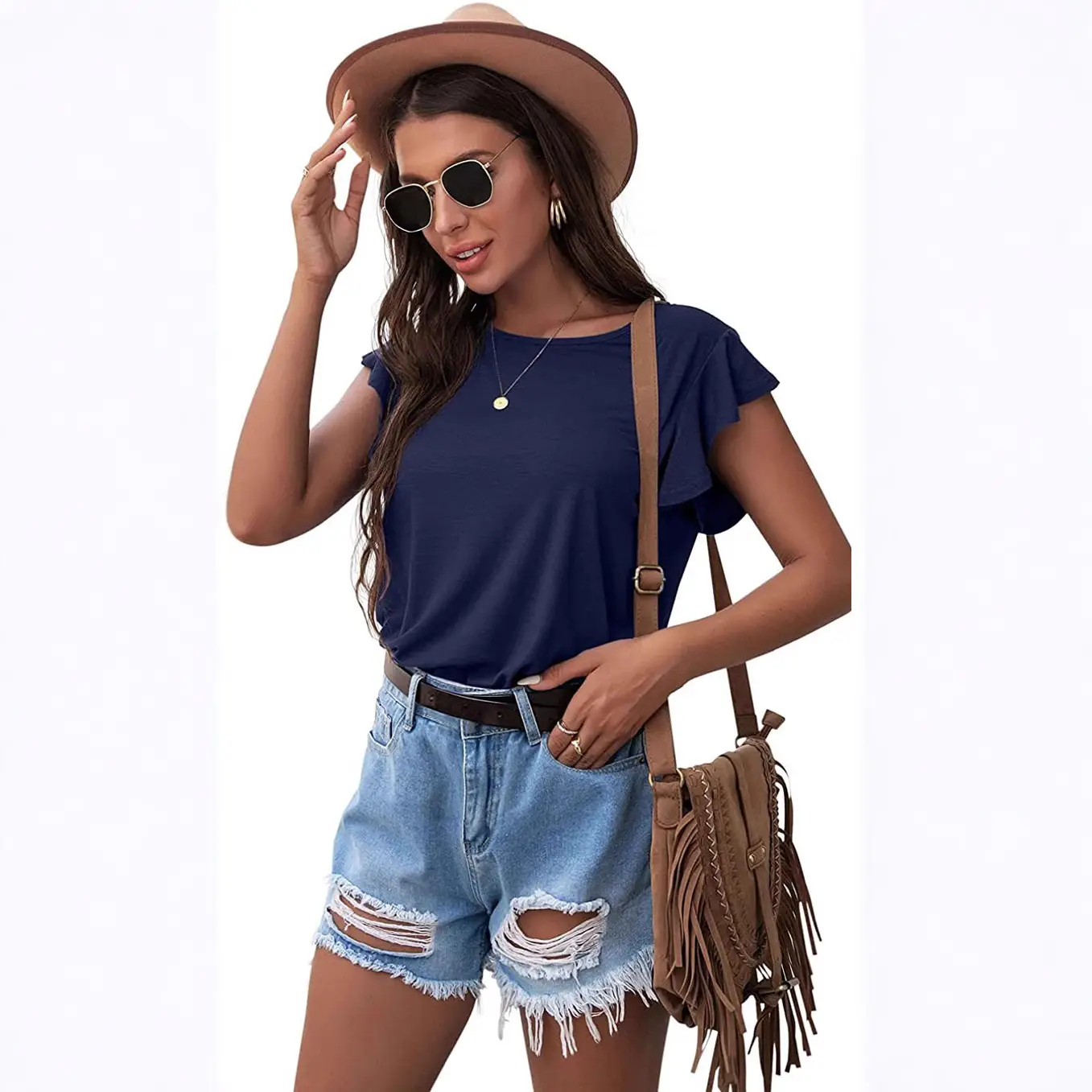 Women's Black Round Neck Short Sleeve T-Shirt 2024 - Image 12