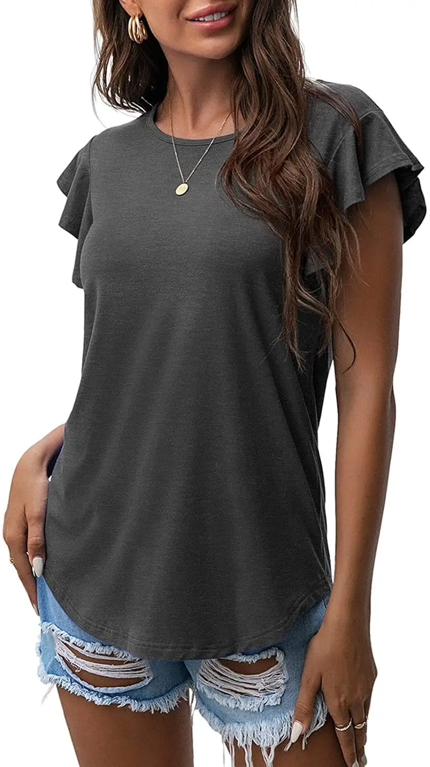 Women's Black Round Neck Short Sleeve T-Shirt 2024 - Image 2