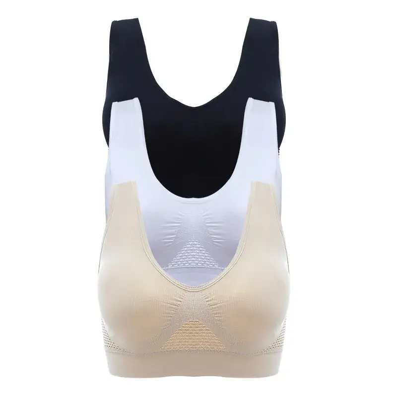 White Hollow Mesh Sports Bra Large Size - Image 8