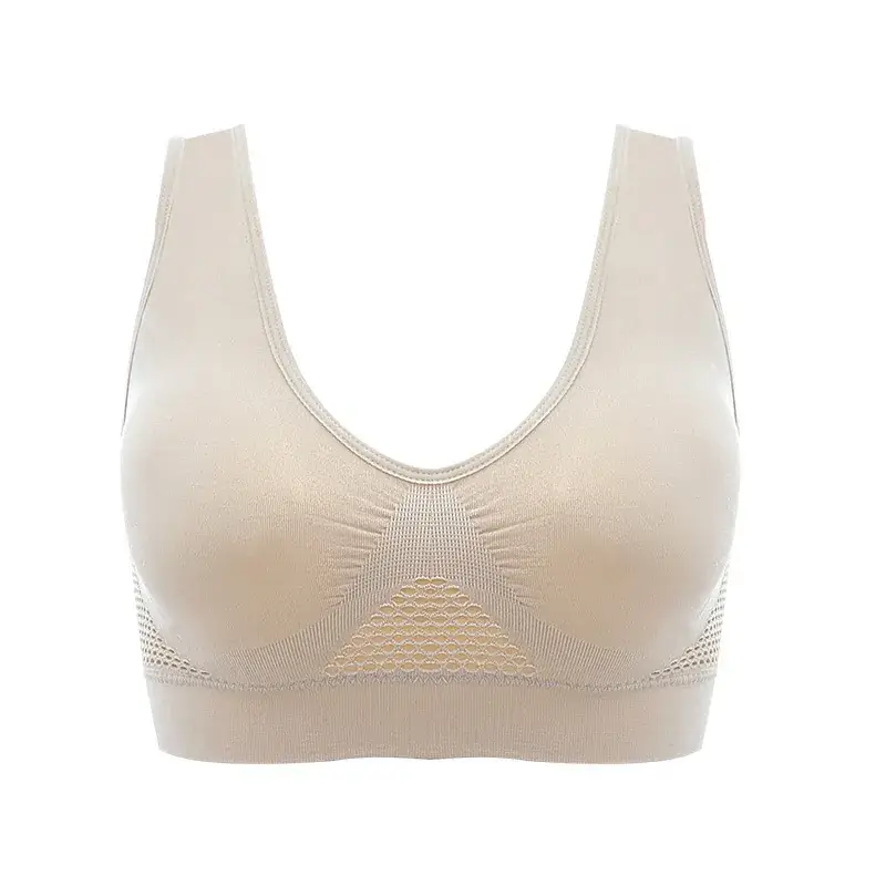 White Hollow Mesh Sports Bra Large Size - Image 3