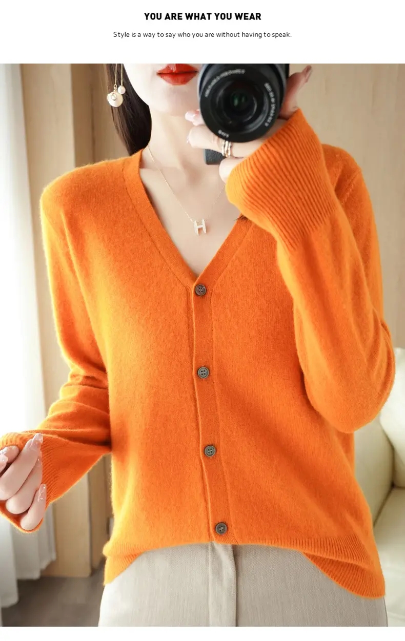 Women's Red Knit Cardigan Jacket Large Size — feature 19