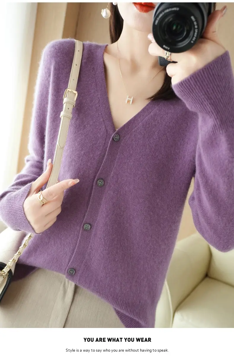Women's Red Knit Cardigan Jacket Large Size — feature 28