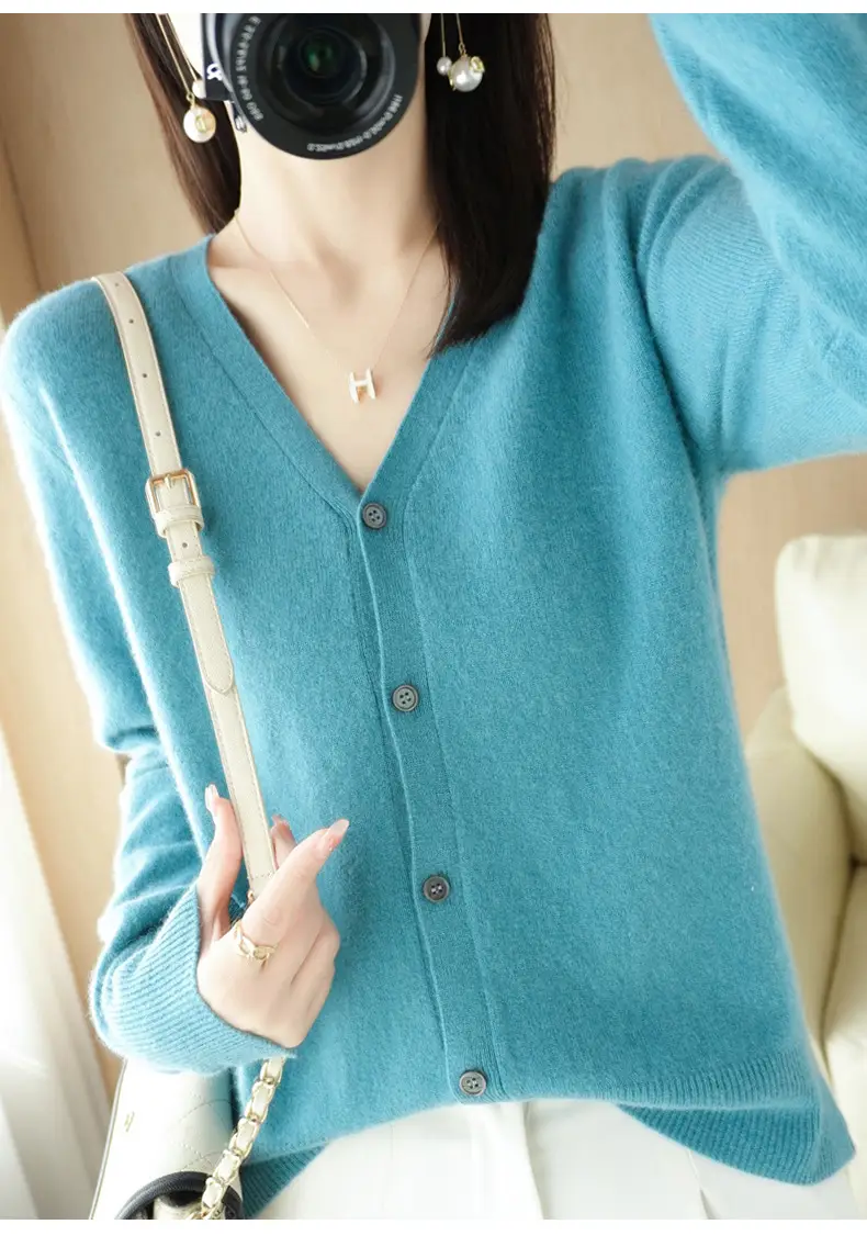 Women's Red Knit Cardigan Jacket Large Size — feature 30