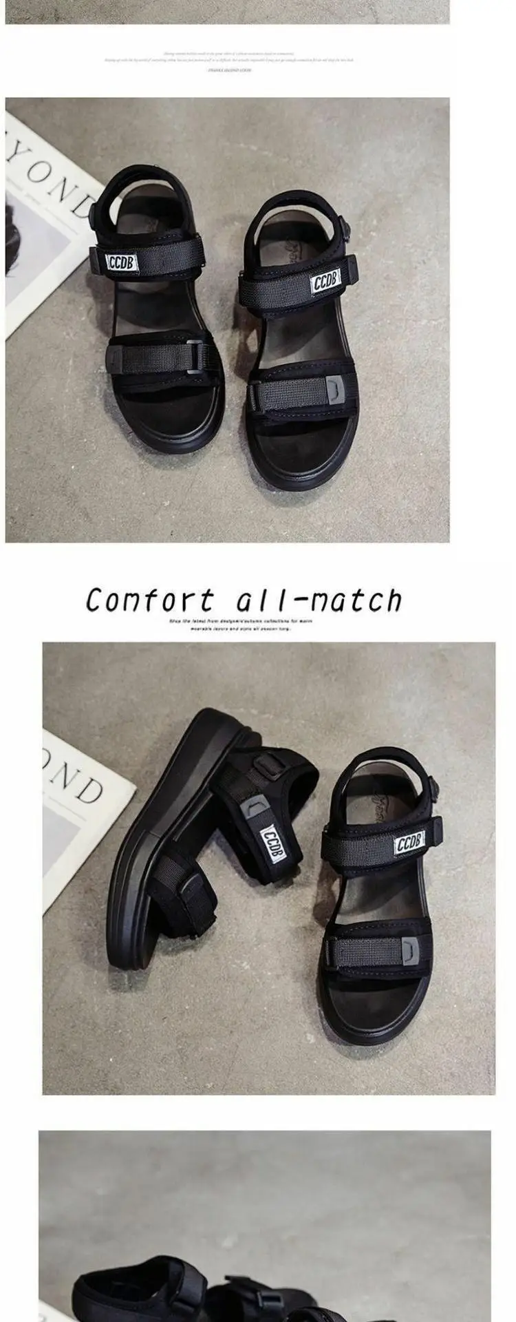 Women's Black Platform Wedge Sandals Summer — feature 10