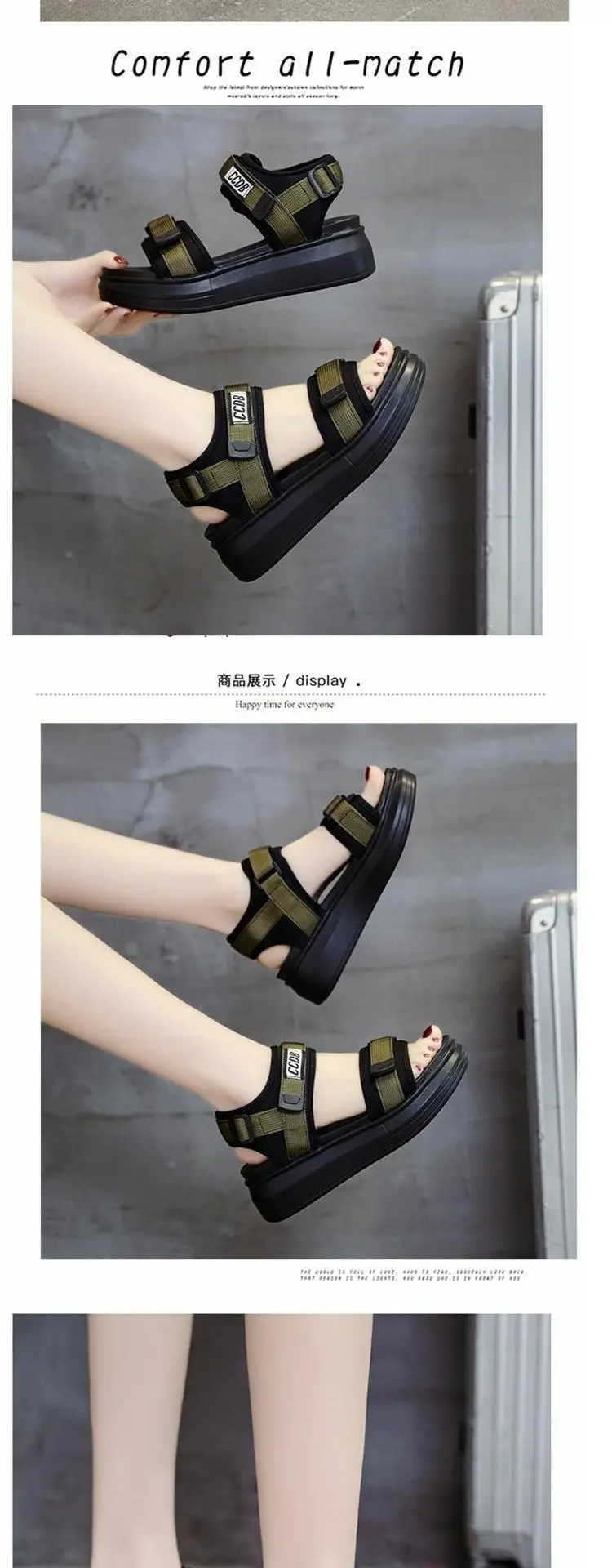 Women's Black Platform Wedge Sandals Summer — feature 3