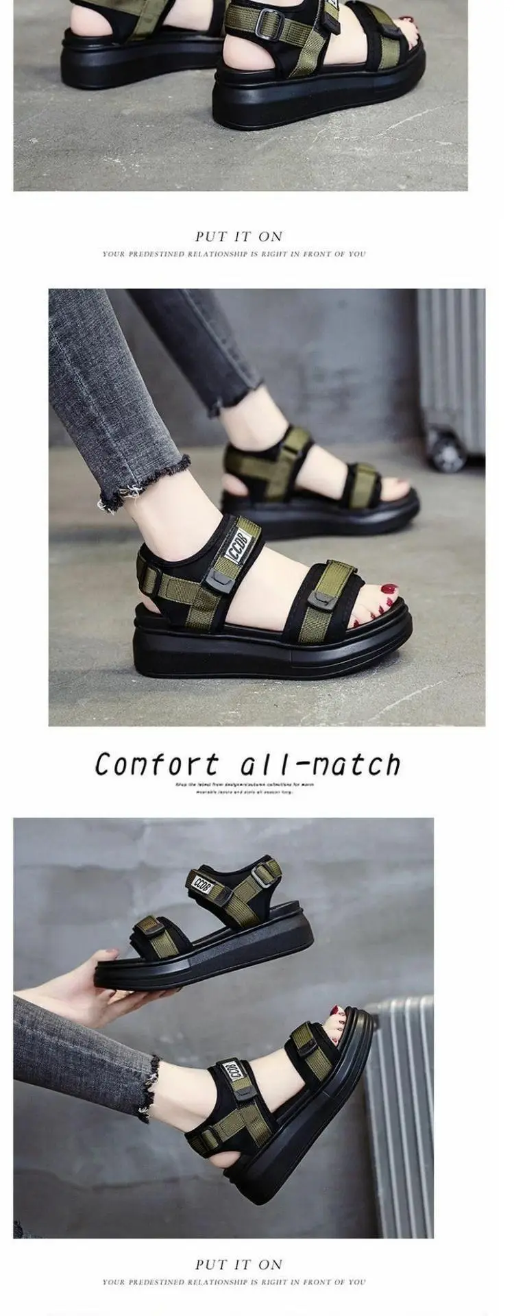 Women's Black Platform Wedge Sandals Summer — feature 6