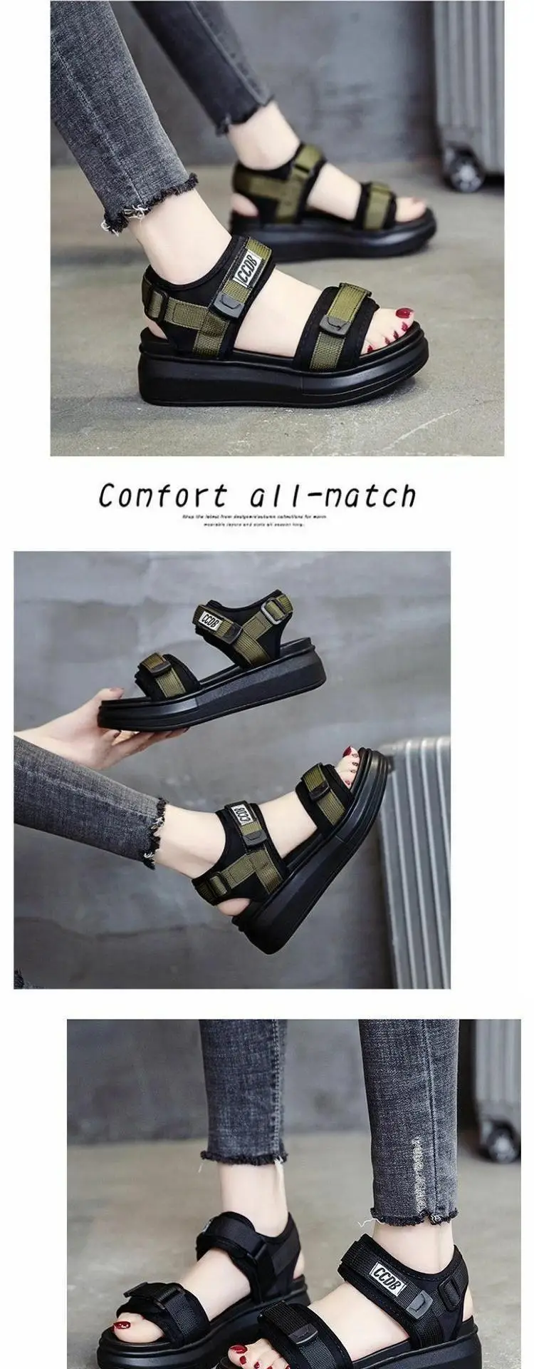 Women's Black Platform Wedge Sandals Summer — feature 7