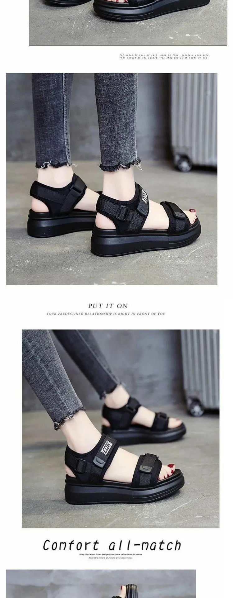 Women's Black Platform Wedge Sandals Summer — feature 8