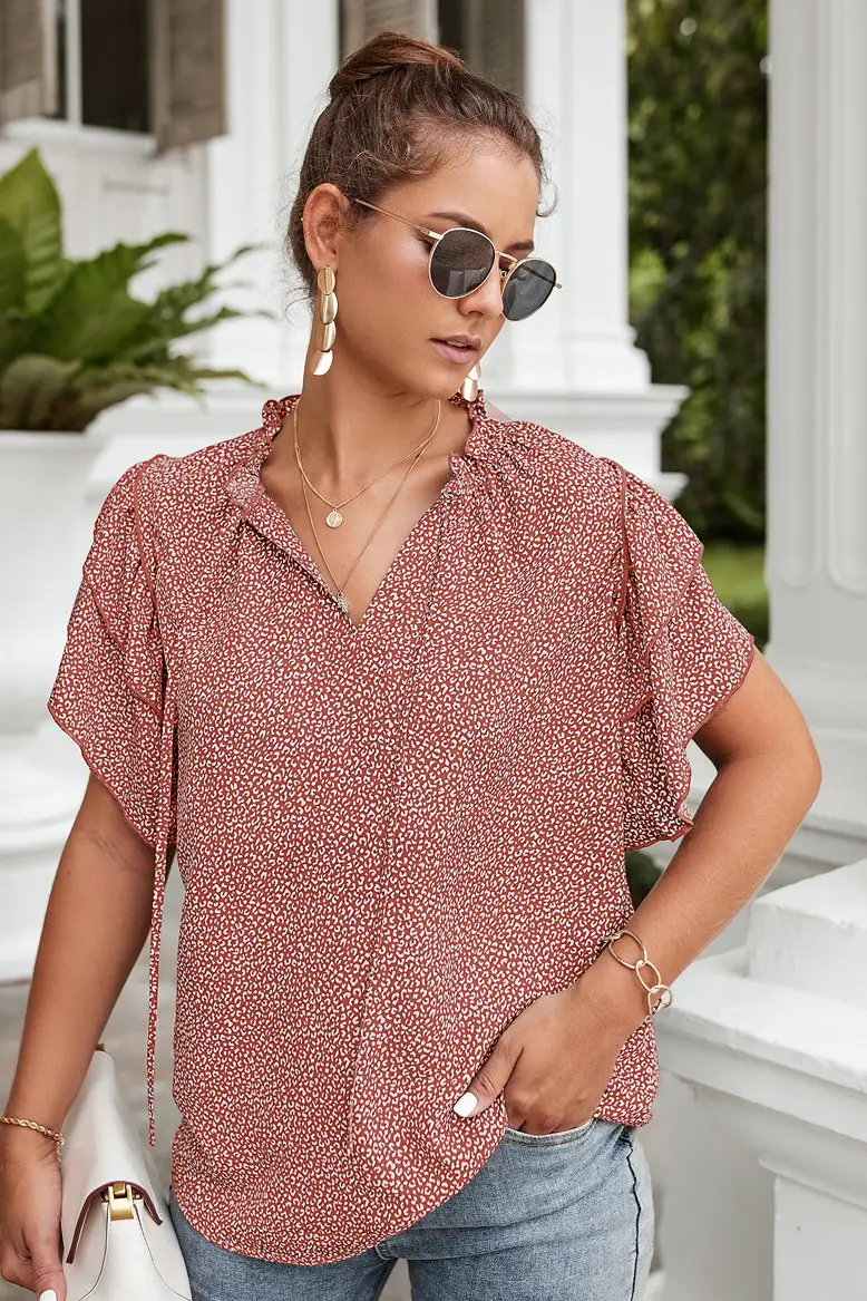 2022 Hot Leopard Print V-Neck Top for Women — feature 35