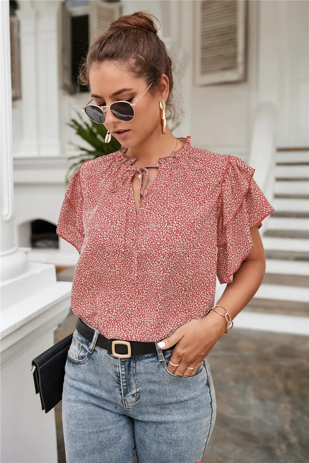 2022 Hot Leopard Print V-Neck Top for Women — feature 37