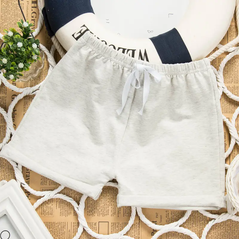 Men Women Cotton Shorts Navy Yellow Drawstring - Image 4