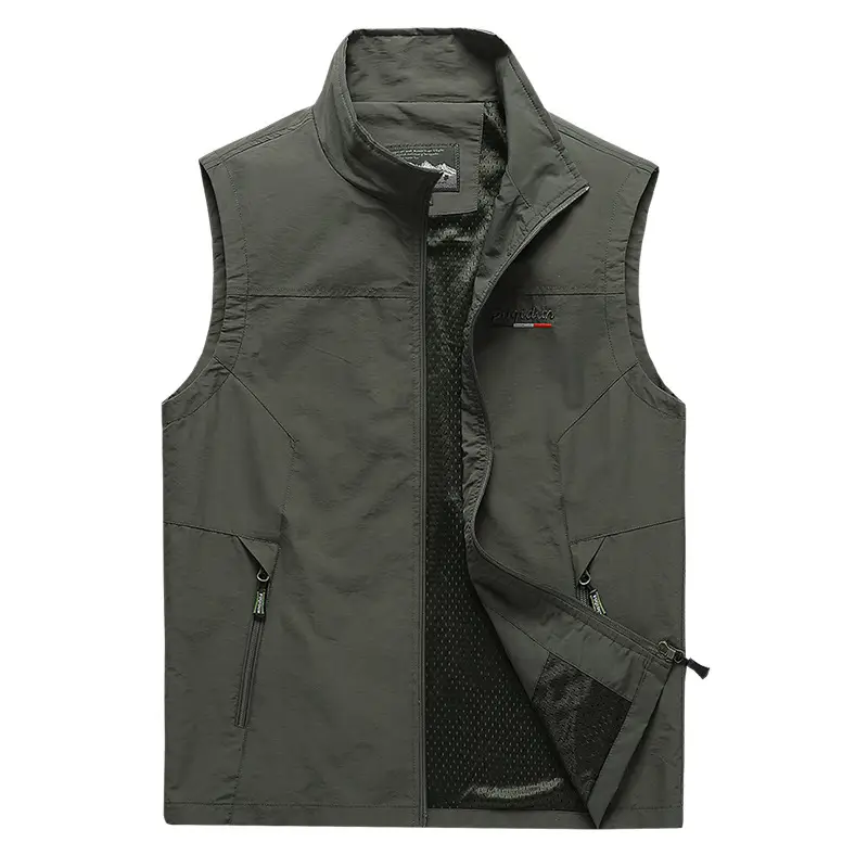 Men's 2022 Collar Vest Olive Green Quick-Drying Lightweight - Image 8