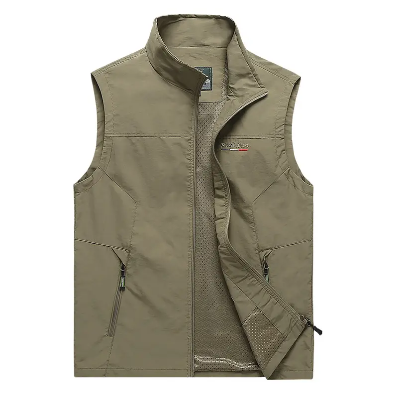 Men's 2022 Collar Vest Olive Green Quick-Drying Lightweight - Image 9