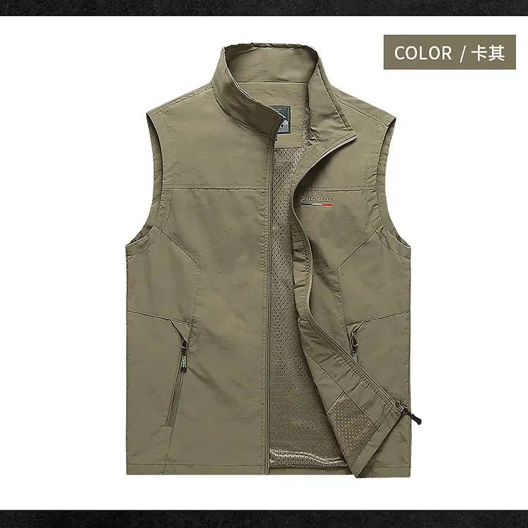 Men's 2022 Collar Vest Olive Green Quick-Drying Lightweight - Image 4