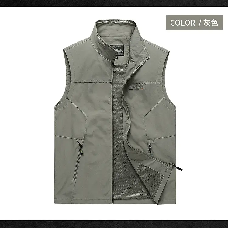 Men's 2022 Collar Vest Olive Green Quick-Drying Lightweight - Image 5