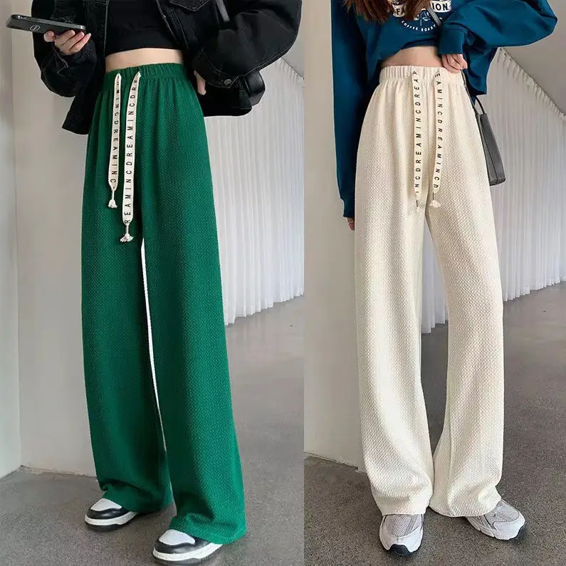 Women Loose Fit Drawstring Leg Pants High Waist Drape
