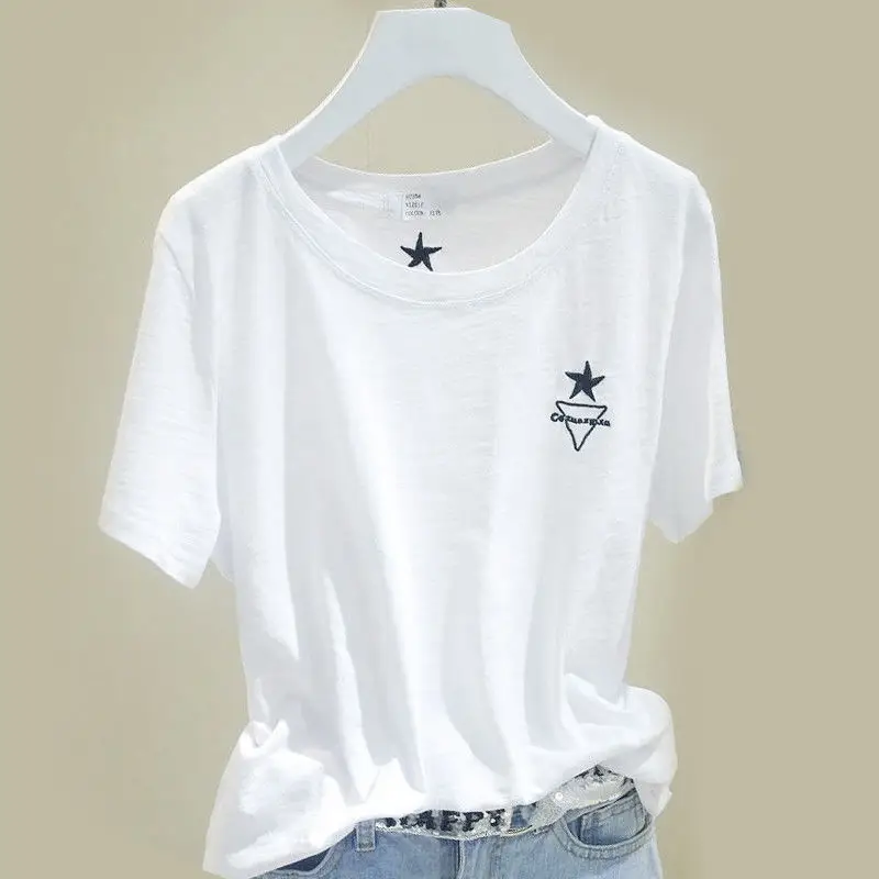 Pure Cotton Light Blue Women's T-Shirt Large Size