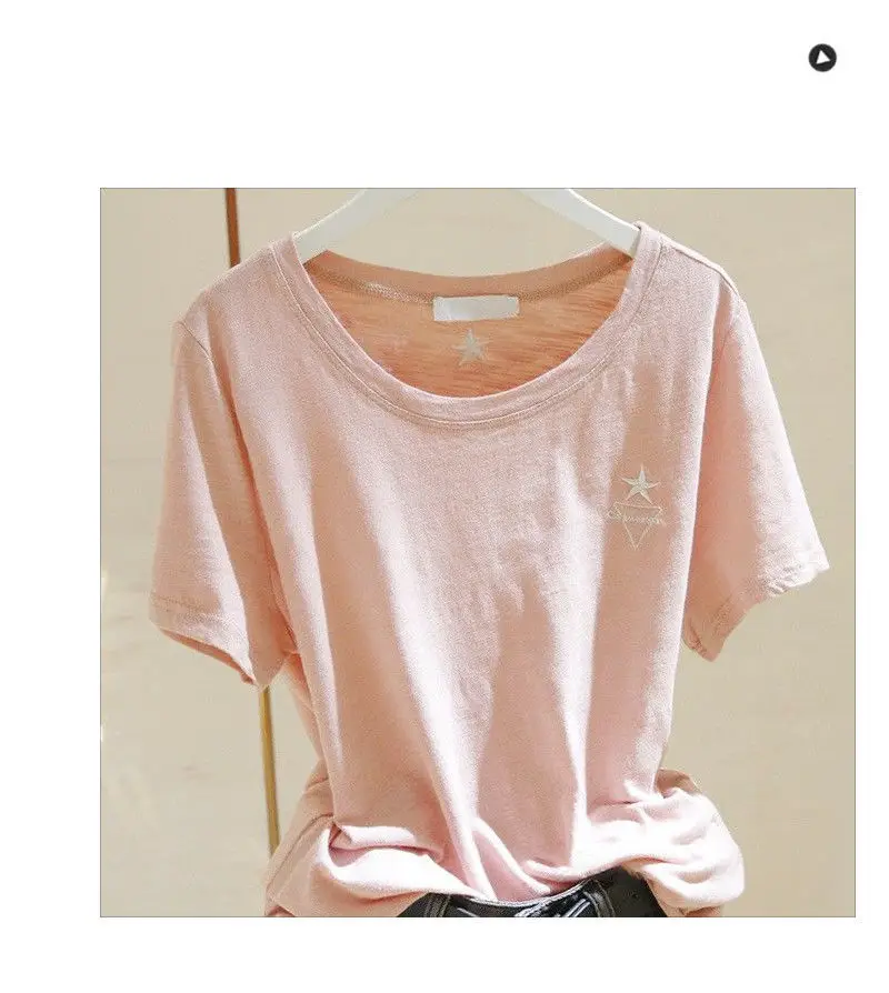 Pure Cotton Light Blue Women's T-Shirt Large Size — feature 10