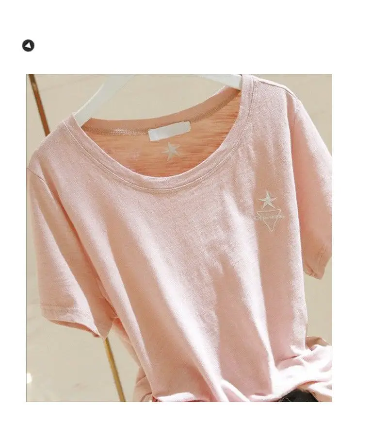 Pure Cotton Light Blue Women's T-Shirt Large Size — feature 11