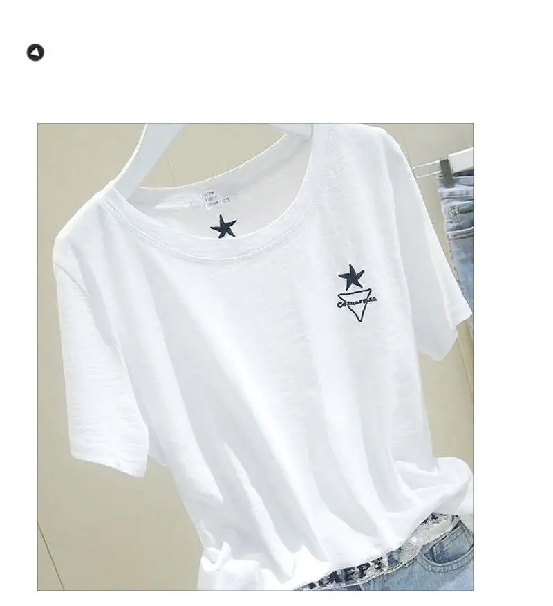 Pure Cotton Light Blue Women's T-Shirt Large Size — feature 17