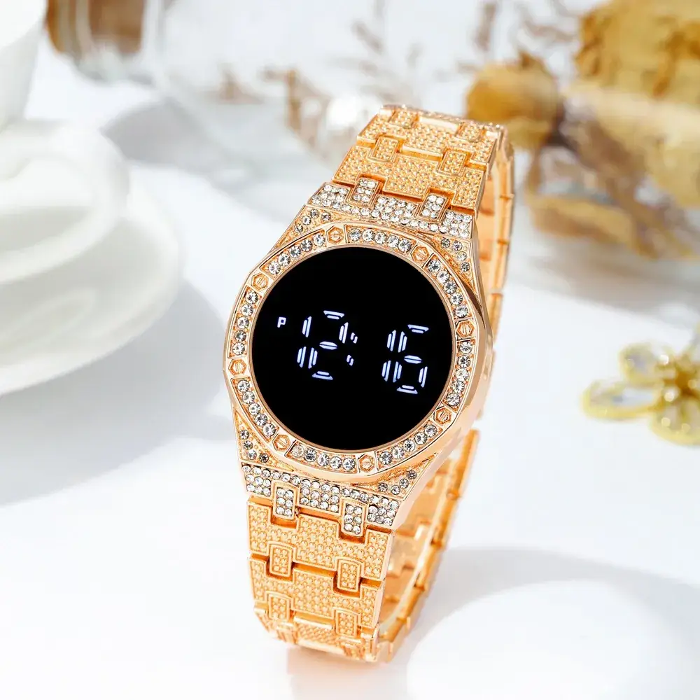 Luxury Rhinestone Ladies Bracelet Watch with LED Display - Image 5