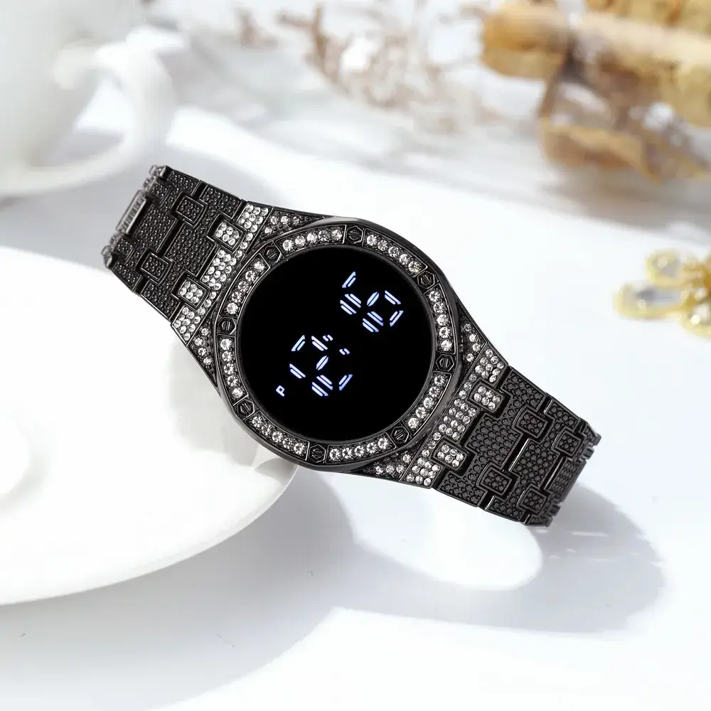 Luxury Rhinestone Ladies Bracelet Watch with LED Display - Image 6