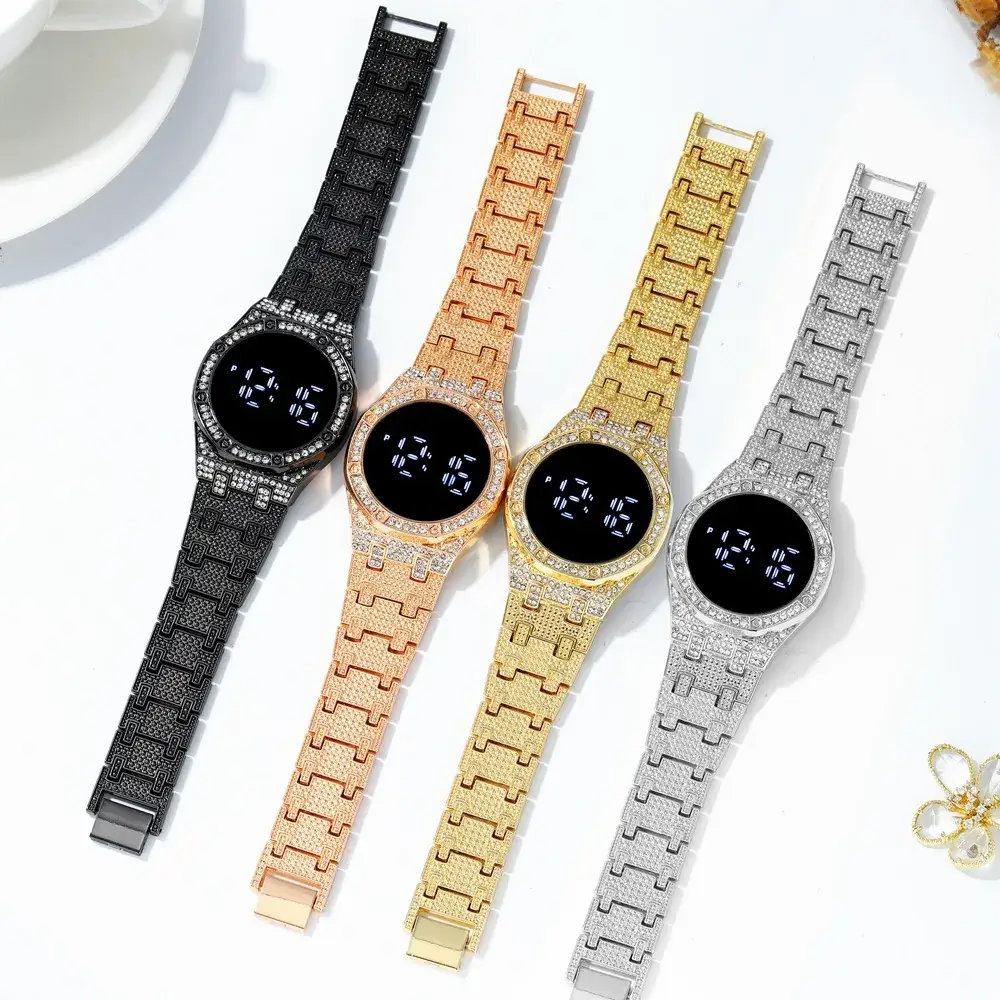 Luxury Rhinestone Ladies Bracelet Watch with LED Display - Image 9