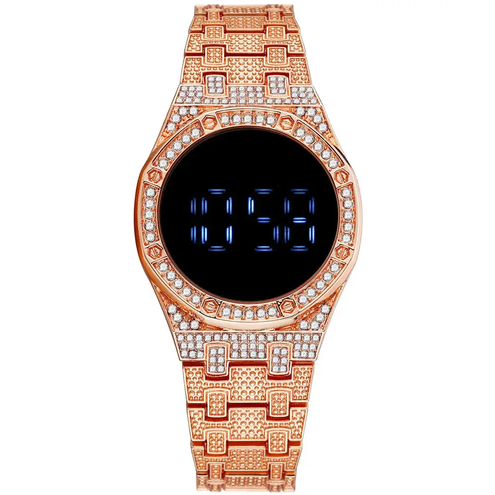 Luxury Rhinestone Ladies Bracelet Watch with LED Display - Image 2
