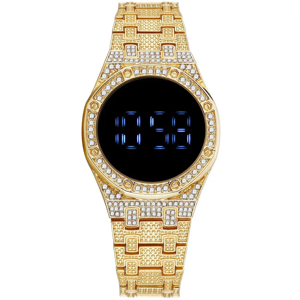 Luxury Rhinestone Ladies Bracelet Watch with LED Display - Image 3