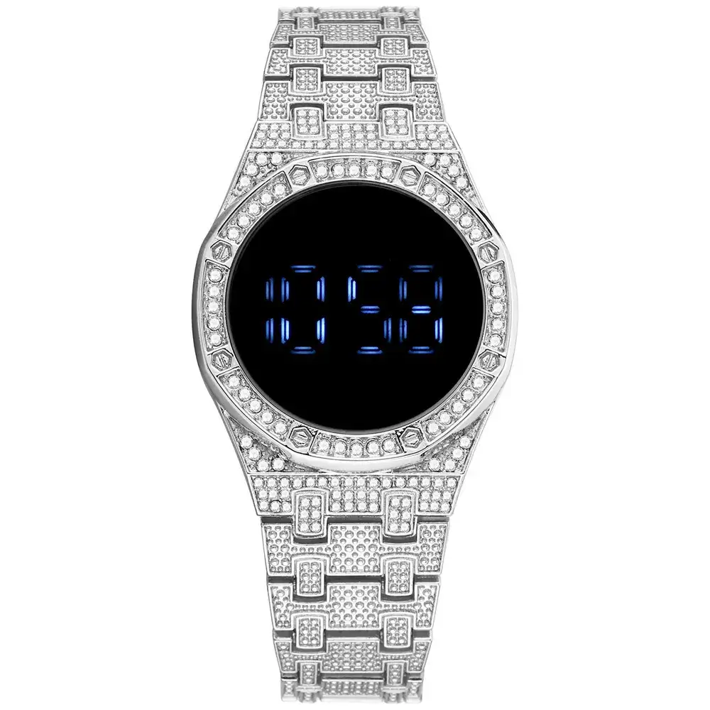 Luxury Rhinestone Ladies Bracelet Watch with LED Display - Image 4