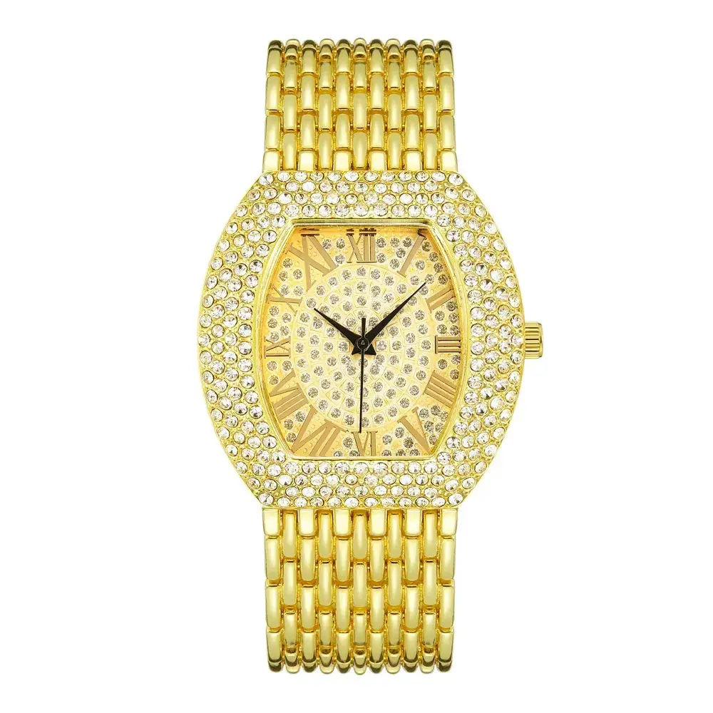 Luxury Rhinestone Women's Quartz Watch with Roman Numeral Dial - Image 3